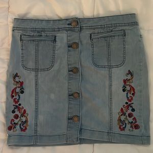 Romeo & Juliet Couture Jean Embroidered Skirt